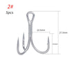 Noeby 4/5Pcs 3X Strong Treble Hooks 1 2 4 6 8 10#