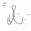 Noeby 4/5Pcs 3X Strong Treble Hooks 1 2 4 6 8 10#