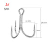 Noeby 4/5Pcs 3X Strong Treble Hooks 1 2 4 6 8 10#