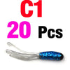 MNFT 20PCS Tri-color 4.5cm/0.5g Silicone Salted Tube Baits