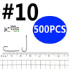 Ellllv 500pcs/lot 10 4 2 2/0 Aberdeen Long Shank Fish Hook