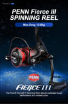 PENN FIERCE III Spinning Reel 6.2:1/ 5.6:1/5.3:1 4+1BB 4.5-13.6Kg Max Drag