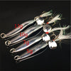 FISHINAPOT 1Pc Metal Sliver Spoon with Feather Treble Hook