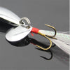 FISHINAPOT 1Pc Metal Sliver Spoon with Feather Treble Hook
