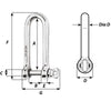 Wichard HR Long D Shackle - 10mm Diameter - 25/64"