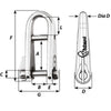 Wichard HR Key Pin Shackle With Bar - 8mm Pin Diameter