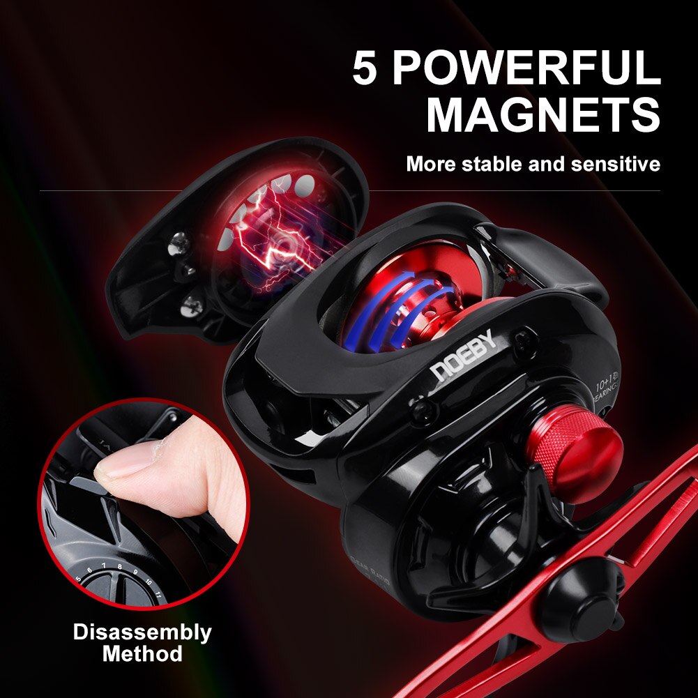NOEBY Baitcasting Fishing Reel,Magnetic Brake System Baitcast Reel with  7.1:1 Gear Ratios,10+1 BB,Low Profile Right/Left Handed Baitcast Baitcaster  Reel for Freshwater and Saltwater (Right Handed) in Bahrain