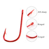 FISH KING 10-50pcs Red Barbed Bait Hook