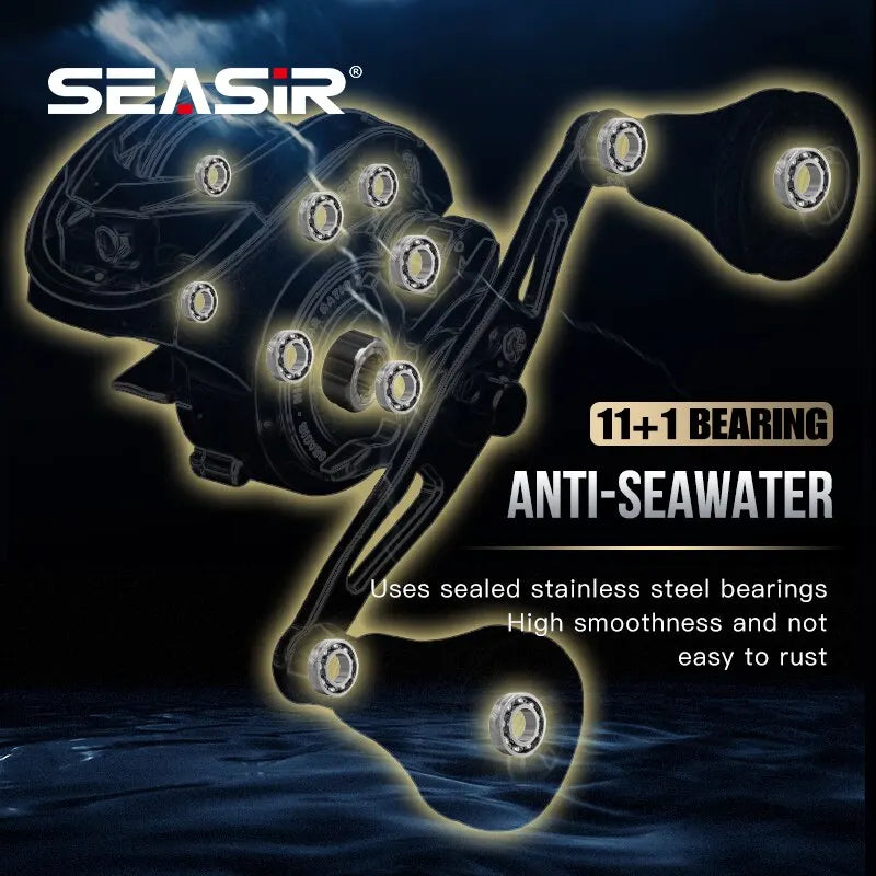 Seasir Megacuda Carbon Baitcasting Max Drag 15KG Deep Spool 6.5:1 11+1 –  Pro Tackle World