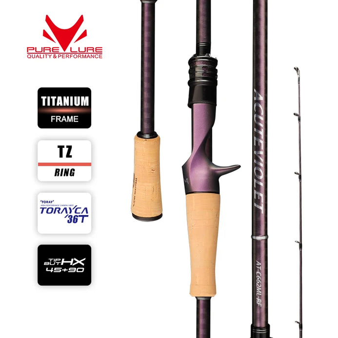 PureLure ACUTEVIOLET Casting/Spinning Rod L/ML/M/MH Action 2PC