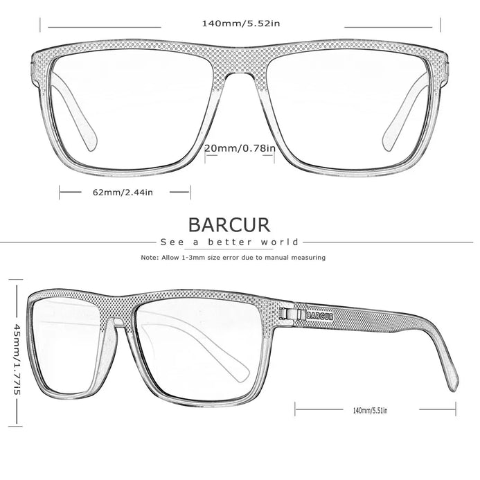 Barcur Tr90 Frame Brand Design Sport Men Sunglasses Polarized Sun