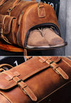 MUNUKI Vintage Crazy Horse Genuine Leather Duffle Bag