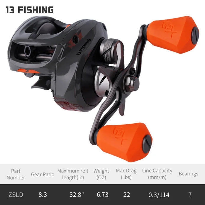 13 FISHING Concept Z SLD Baitcast Reel Max Drag 20LB 6.8/7.5/8.3