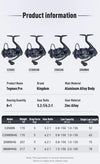 Kingdom Tegmen Pro Spinning Reel 5.2:1 6.2:1 High Speed Ratio 5-9kg Max Drag 8+1BB Ultralight