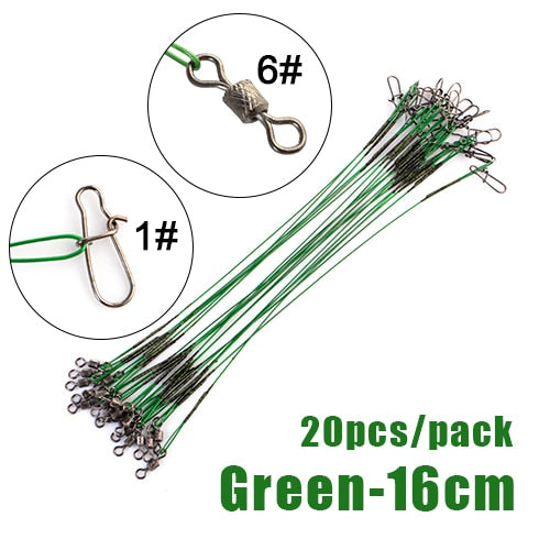FTK 20pcs 16/20/25cm Stainless Steel Wire Leader With Swivel – Pro Tackle  World