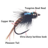 Bimoo 6Pcs/Lot  #8 #10 #12 Tungsten Bead Head Flash Back Pheasant Tail Nymph Fly