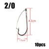 10pcs/lot Sizes 1/0-3/0 Weedless Hooks