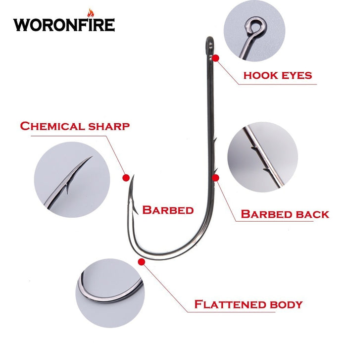 WORONFIRE 50pcs/lot 1#-6/0# Aberdeen Long Shank Fishing Hook – Pro Tackle  World