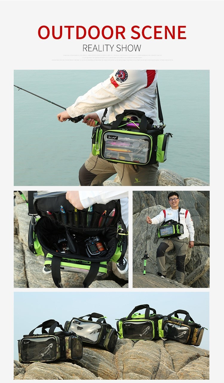 ILURE-Big Multifunctional Bag for Fishing Waterproof Thickened Portable  Shoulder Bag Fisherman Tackle Accessories Lure Bag