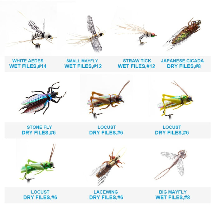 YAZHIDA 90Pc wet/dry Nymph Streamer Maggot Insect Fly Fishing Flies Set