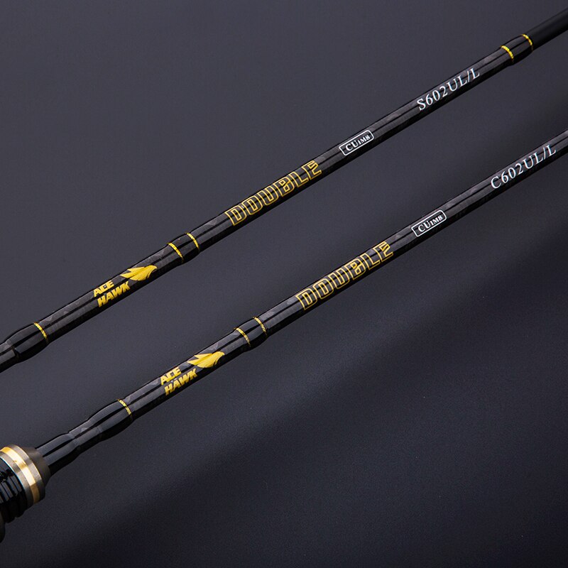 Ace Hawk CU DOUBLE 1.8m 2PC Fast Action UL/L Tips Carbon Spinning/Casting  Rod
