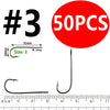 Bimoo 50pcs/lot Size 10 4 2 2/0 3/0 Aberdeen Long Shank Fish Hook