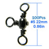 THKFISH 100Pc Black Nickel Fishing Swivels