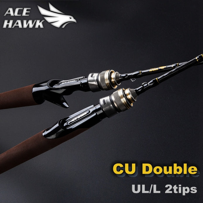 Ace Hawk CU DOUBLE 1.8m 2PC Fast Action UL/L Tips Carbon Spinning