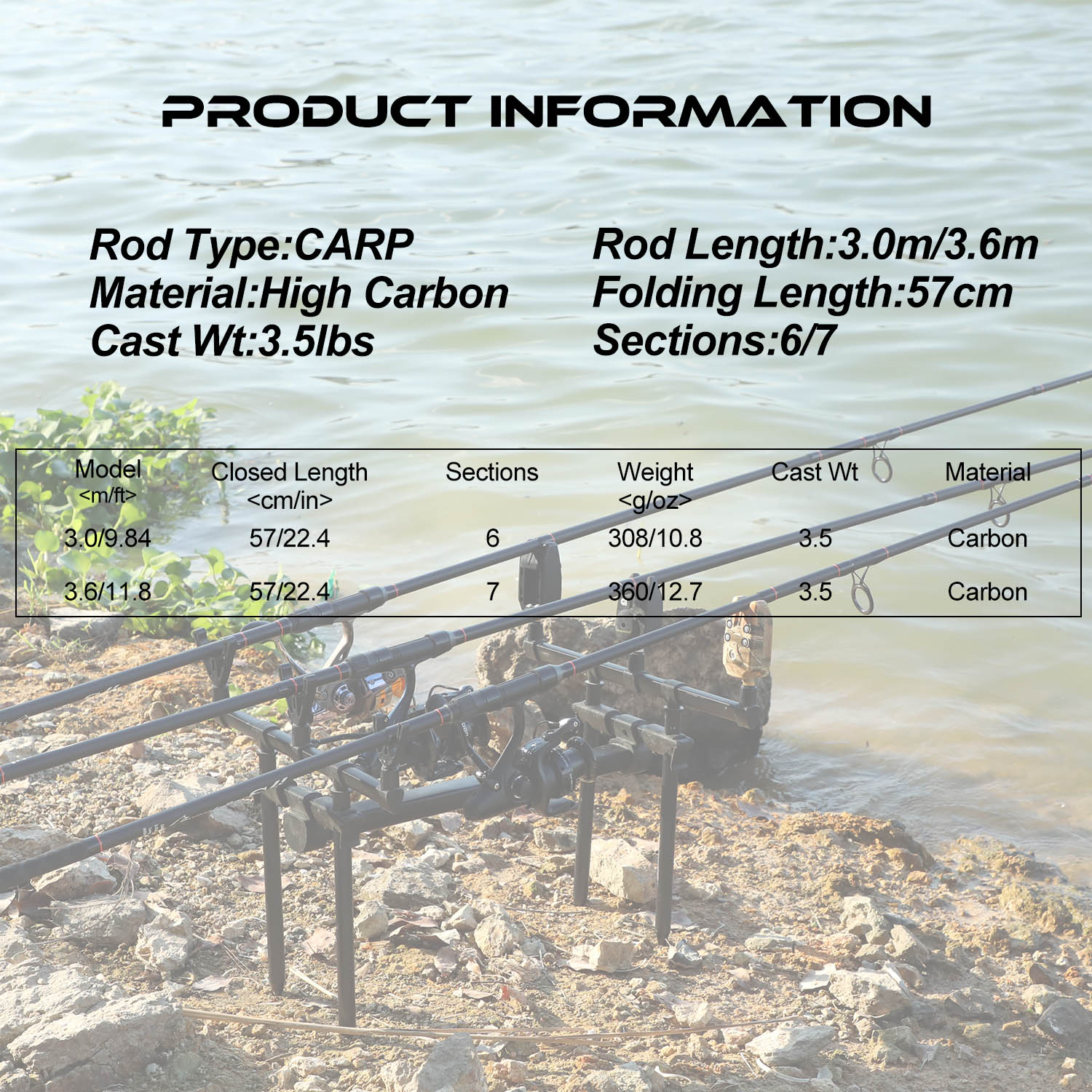 Sougayilang Carp 3m/3.6m 6/7PC Carbon Fiber Fishing Rod – Pro Tackle World