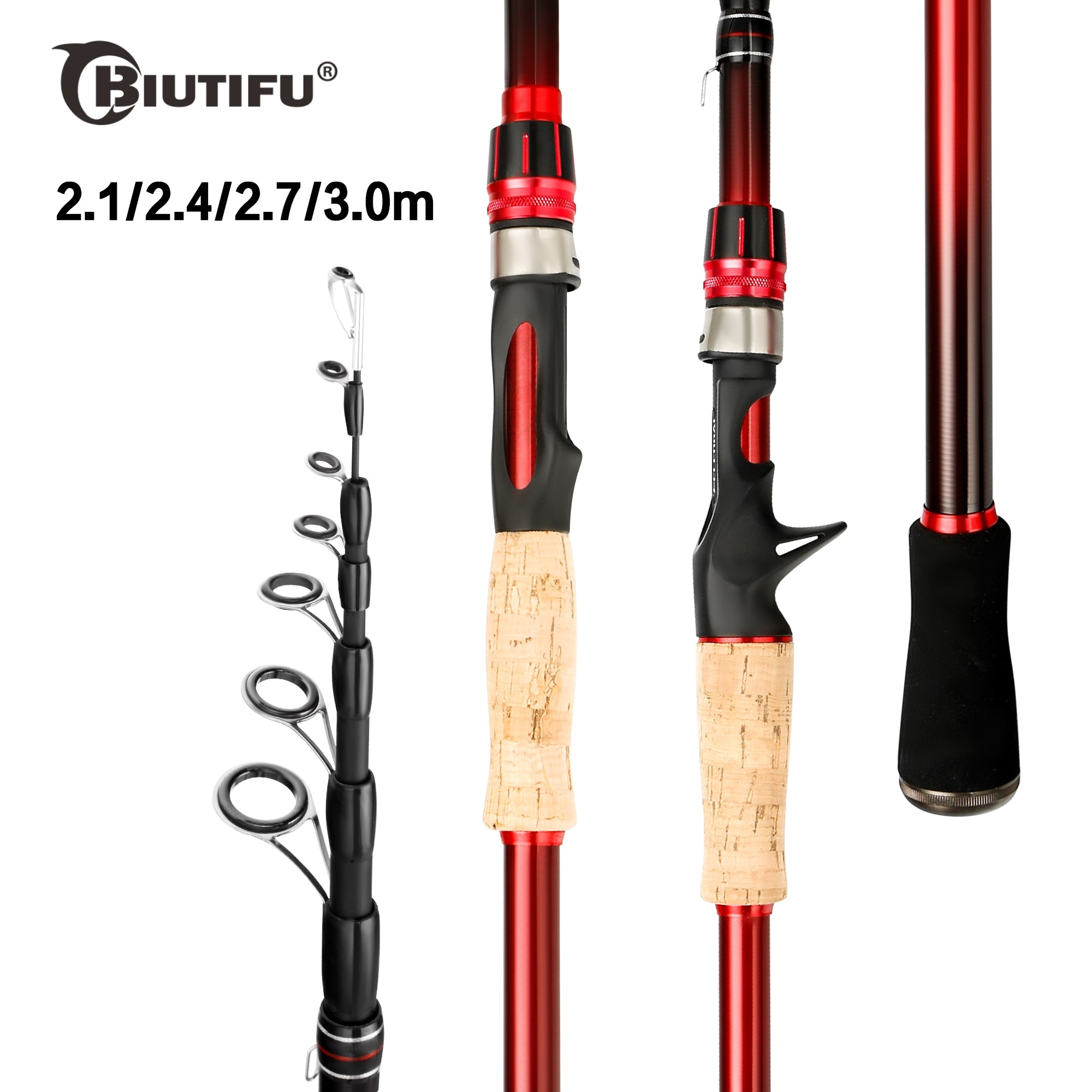BIUTIFU 2.1/2.4/2.7/3.0m Telescopic Casting/Spinning Fishing Rod – Pro  Tackle World