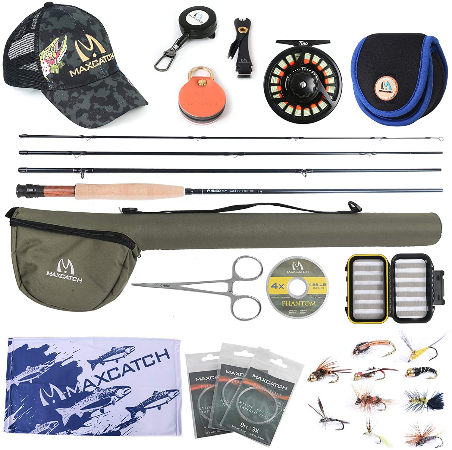 Maximumcatch Amigo 9ft 5-7wt 4PC Fast Action Fly Fishing Rod and Reel Full  Combo Kit