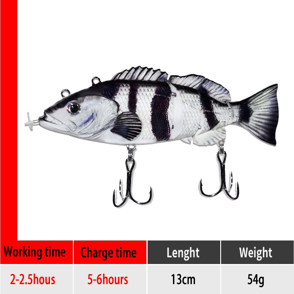 AS Robotic Multi Jointed Swimming Lures 13cm/54g USB Rechargeable Fishing  Auto Electric Bait Wobbler Swimbait Flashing LED Light