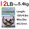 Kink-Resistant Nickel Titanium Fishing Leader - 6LB-124LB 15ft/4.6m