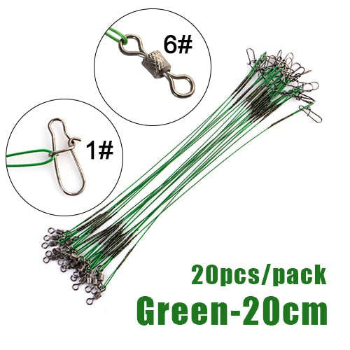 FTK 20pcs 16/20/25cm Stainless Steel Wire Leader With Swivel – Pro Tackle  World
