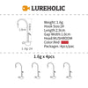 Lureholic 4Pcs/Lot 1.6g 2g 3g 4.8g 5.8g Jig Head with Mustad Hooks