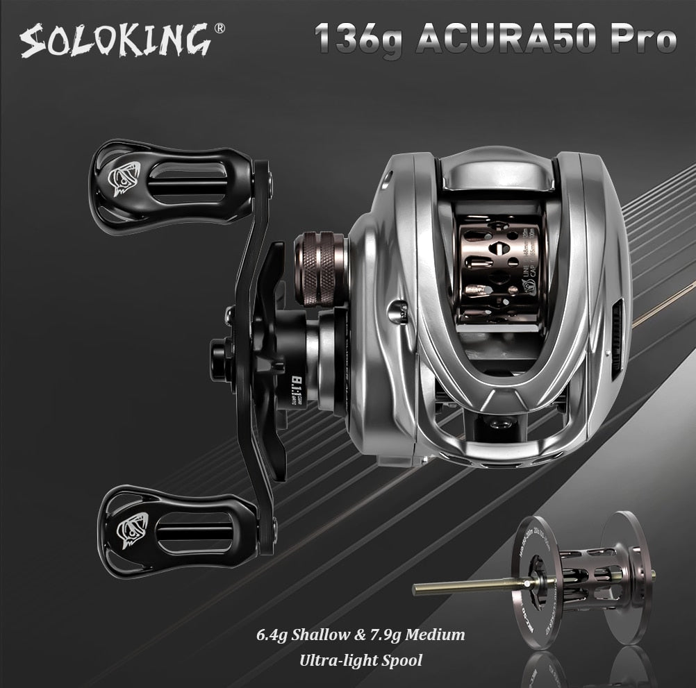 SoloKing ACURA HICC-50 Pro Ultra Light Digital Baitcasting Reel 7.1:1/8.1:1  11+1BB