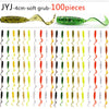 JYJ Soft Plastic Grub Lure & Hook Set 100Pcs/Lot