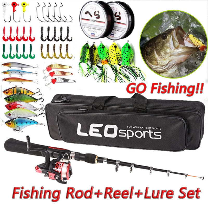 Leosport Kids 1.6m/5.24ft Telescopic Fishing Rod/Reel Starter Kit
