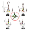 FTK 5pcs/pack Barbed Treble Hooks With Diamond Eye