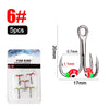 FTK 5pcs/pack Barbed Treble Hooks With Diamond Eye