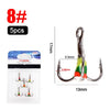 FTK 5pcs/pack Barbed Treble Hooks With Diamond Eye