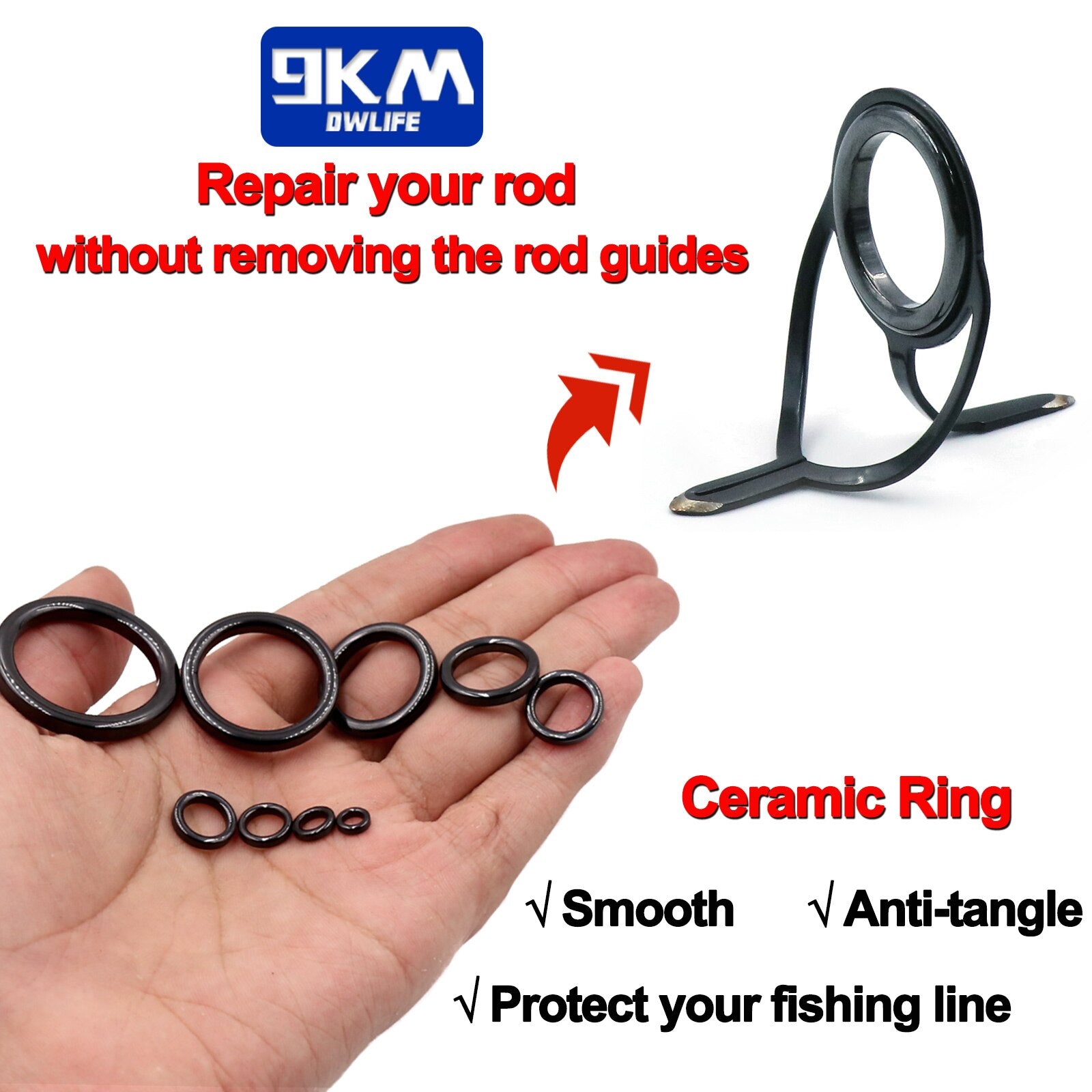 9KM Fishing Rod Guide Ring Repair Kit 26Pcs – Pro Tackle World