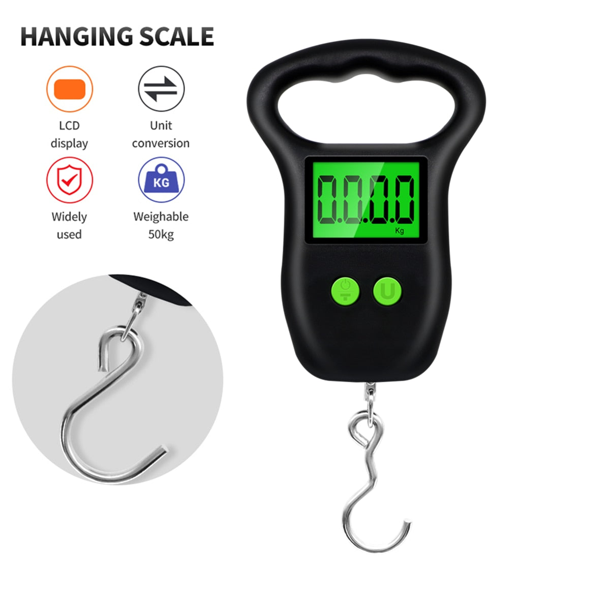 Hezkrt ® 10g-50Kg Digital Hanging Luggage Fishing Weight Scale Weighing  Scale